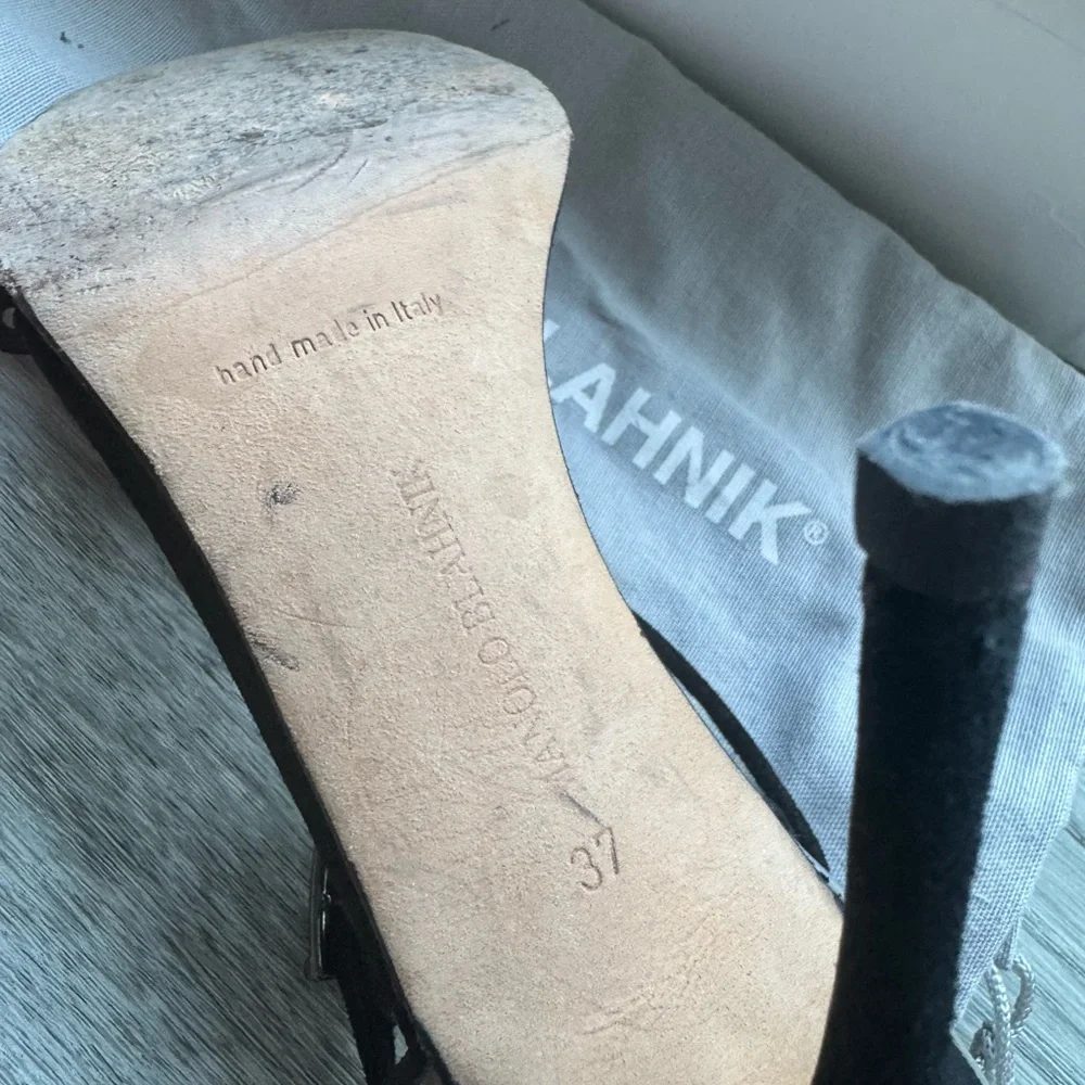 Manolo Blahnik Fersen 105MM Suede-Trimmed PVC Heel Sandals Size 37 - Picture 6 of 9